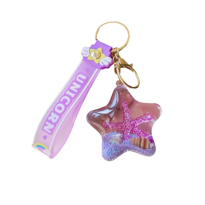 Wholesale Acrylic Starfish Oil Quicksand Bottle Cartoon Keychain JDC-KC-RunX016