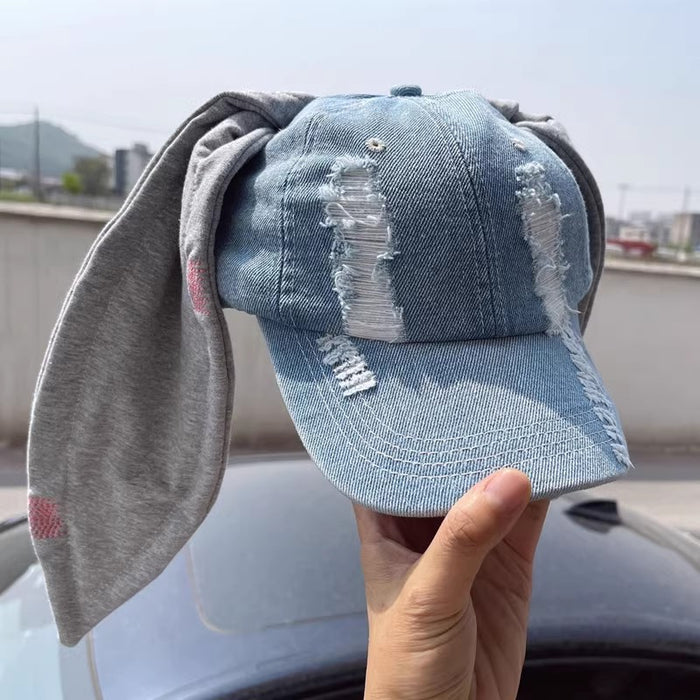 Wholesale Washed Denim Rabbit Ear Baseball Caps JDC-FH-DaBo002