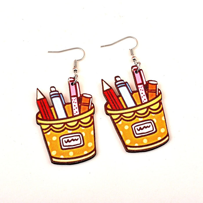 Wholesale Graduation Season Wood Chips Earrings JDC-ES-XLL002