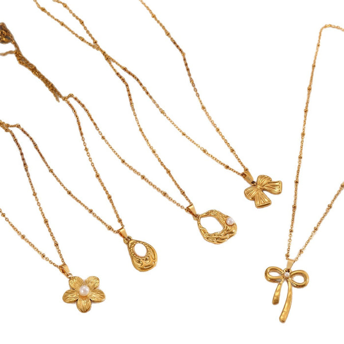 Wholesale Stainless Steel Gold Accessories Bow Necklace