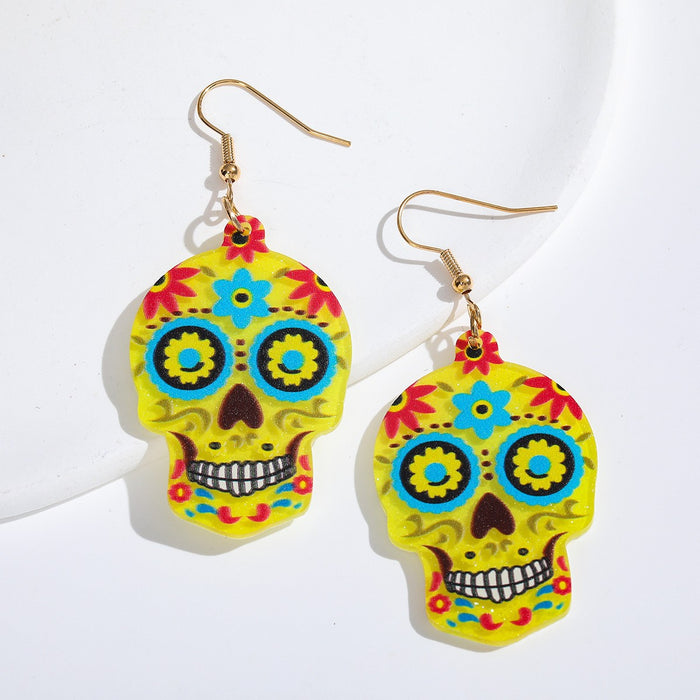 Wholesale Acrylic Skull Earrings Cartoon Hip Hop Punk Ear Studs MOQ≥2