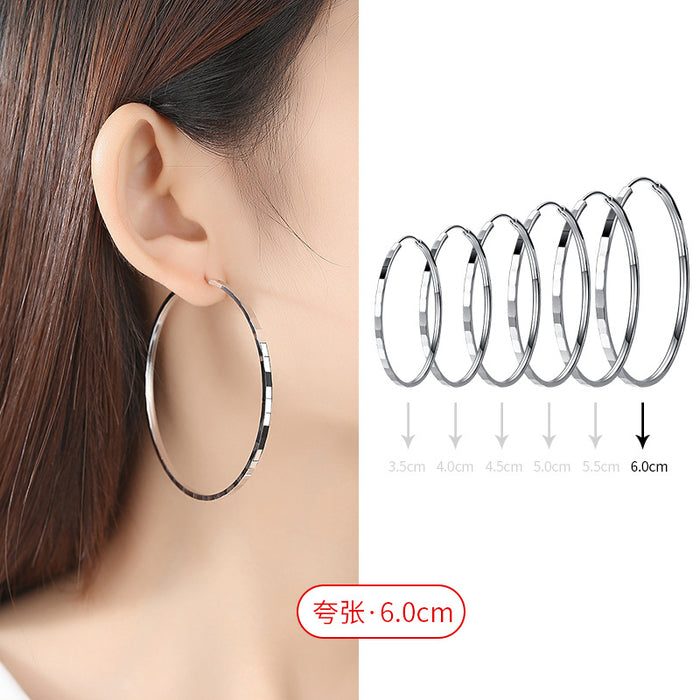 Wholesale Earrings for Women Versatile Earrings  Large Hoop Silver Hoop Earrings