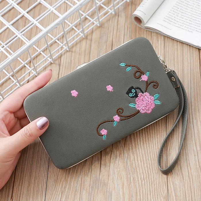 Wholesale Ladies Frosted Cat Peony Embroidered Coin Purse JDC-WT-MeiSQ002