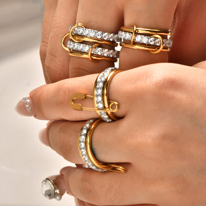 Wholesale The design is full of gold ring buckle and diamond multi-layer ring,  which is fashionable and stylish