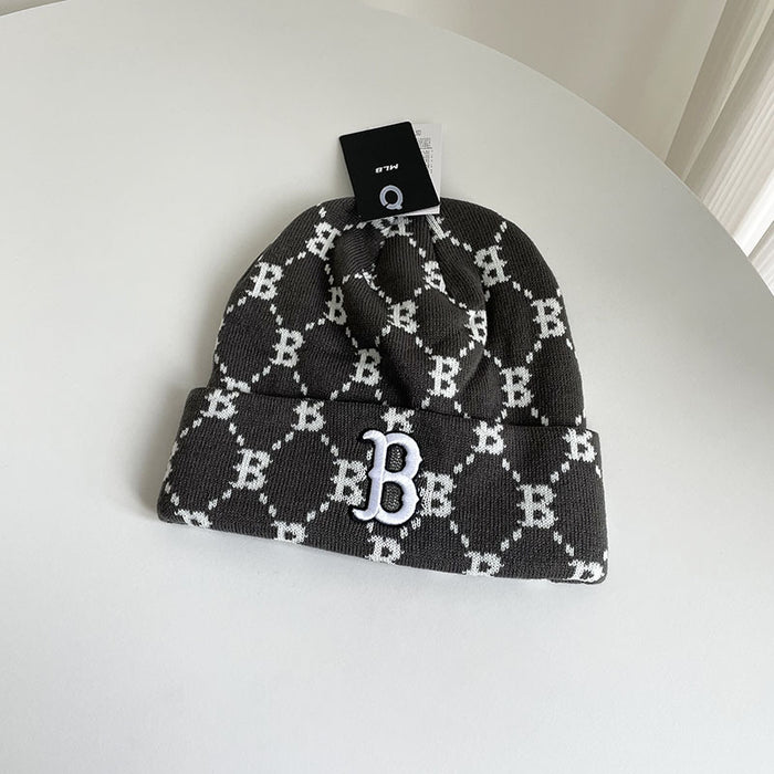 Wholesale autumn and winter all-over printed jacquard knitted hat for cold protection and warmth ear protection pullover hat JDC-HT-MaiM002