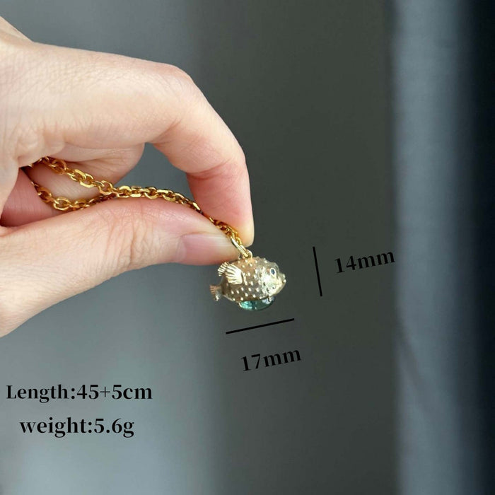 Wholesale Marine Series Pendant Cute Crab Jellyfish Goldfish Pendant Necklace Plated with 18K Gold