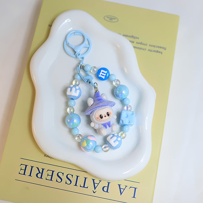 Wholesale Flocking car keychain pendant cartoon cute clown doll bag pendant
