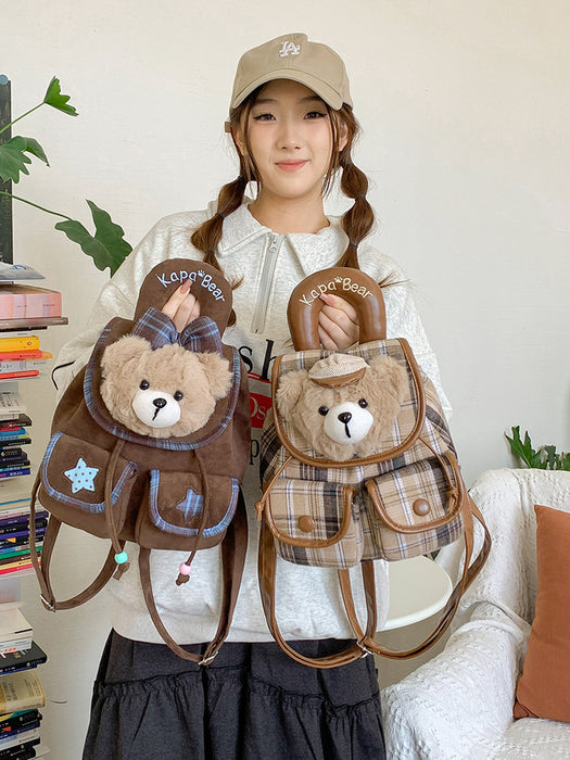 Wholesale Cute bear flap backpack with large capacity
