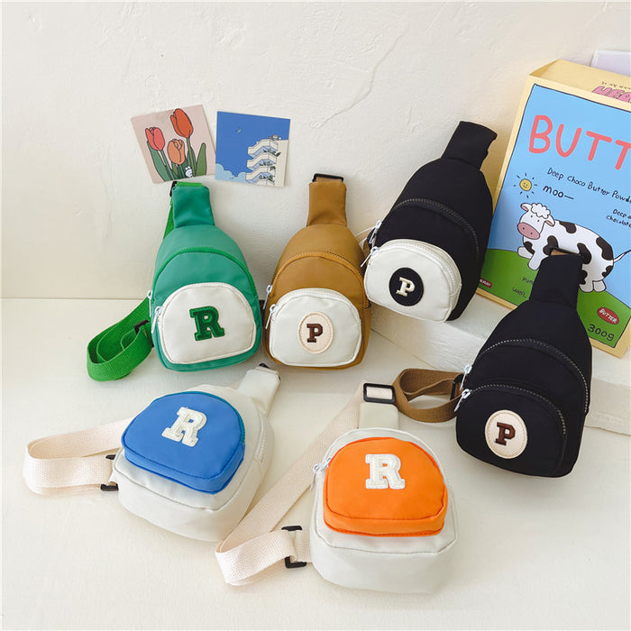 Wholesale Children's bag, letter contrasting chest bag, stylish baby change, nylon crossbody bag