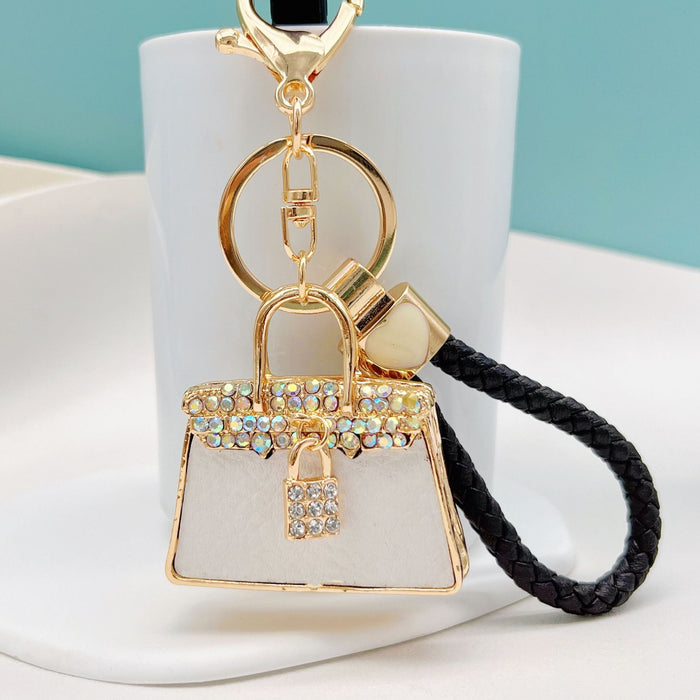 Wholesale Rhinestone Leather Handbag Alloy Keychain JDC-KC-ZhanLun002