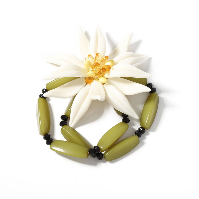 Wholesale White Resin Large Flower Pendant Double Layer Stacked Bracelet Simple Niche