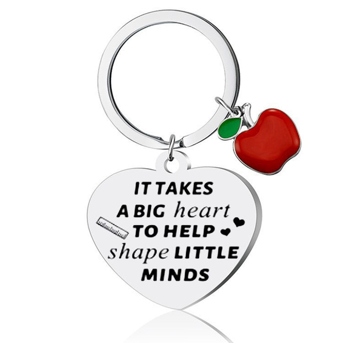 Wholesale Stainless steel small apple-shaped accessory heart-shaped keychains