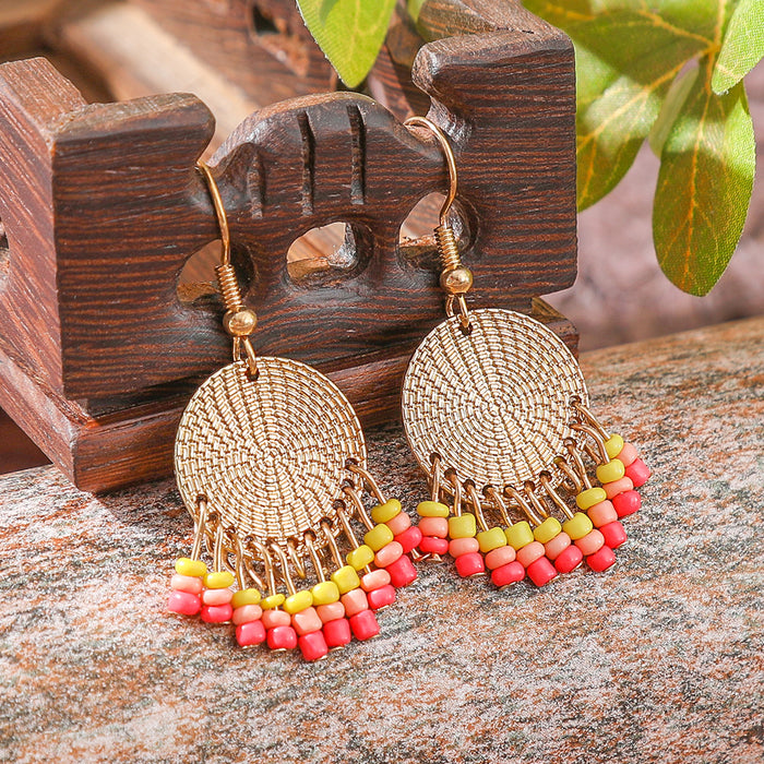 Wholesale 2pcs Bohemian Vintage Flower Tassel Elegant Earrings