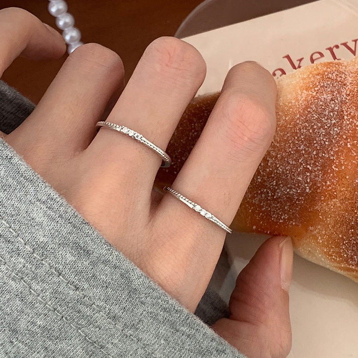 Wholesale Copper plated fine sparkling zircon ring for women, versatile for daily use, index finger ring and bracelet