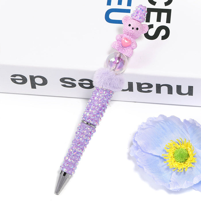 Wholesale Creative DIY full diamond beaded ballpoint pen multicolor plastic beaded pen hand-set diamond beaded pen