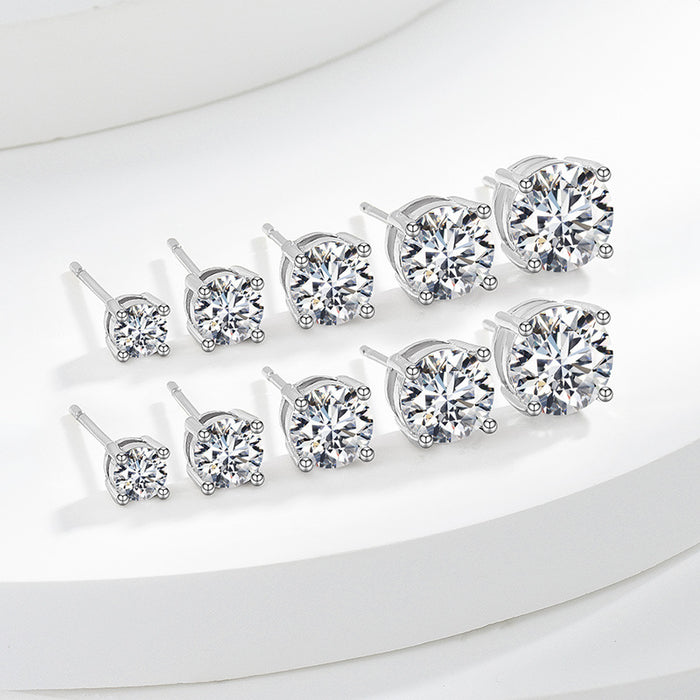 Wholesale Copper Four Prong Round CZ Earrings - Chic Jewelry Accessory for Everyday Wear