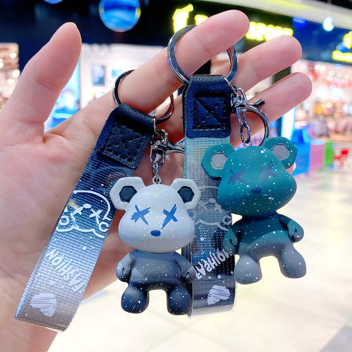 Wholesale Cartoon Starry Sky Chameleon Bear Keychain Cute Trendy Fashion Little Bear Car Keychain Couple Bag Pendant