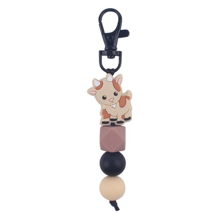 Wholesale Animal Silicone Bead Keychain JDC-KC-GuangTian025