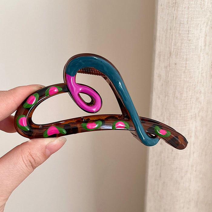 Wholesale Design Sense Contrast Color Love Grab Clip Women's Head Large Hair Clip Shark Clip Hair Large Volume Headwear Sweet Hair Accessories