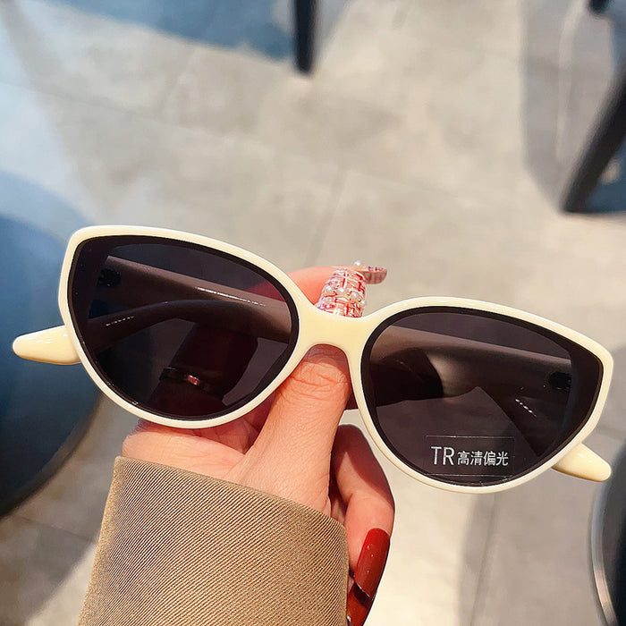 Wholesale Retro tea brown oval sunglasses for women, high-end sense, square round face sunglasses, polarized