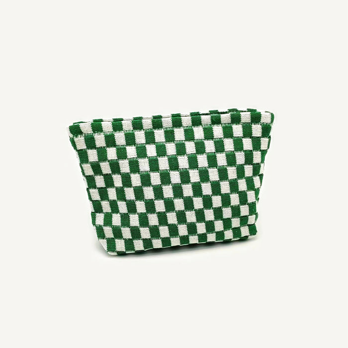 Wholesale Knitted Checkerboard Large-Capacity Knitted Cosmetic bag