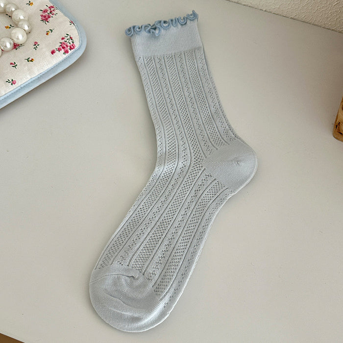 Wholesale Pile up socks, loose mouth mid tube socks, pure cotton mesh boneless socks