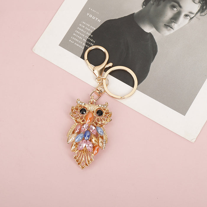 Wholesale Owl Diamond Zinc Alloy Keychain JDC-KC-MeiF002