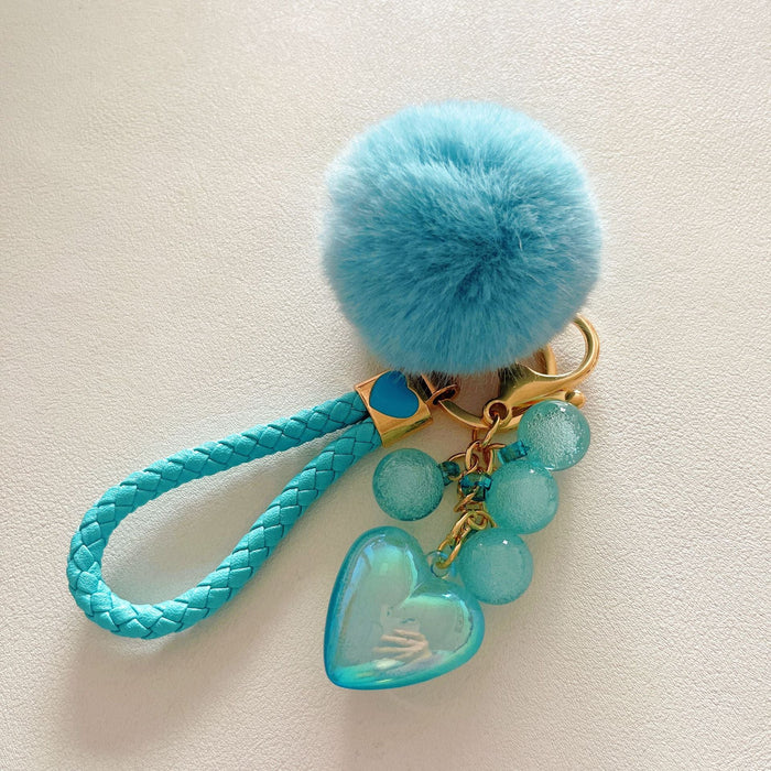 Wholesale Cute Acrylic Resin Beaded Love Fur Ball Keychain JDC-KC-ZhanLun008