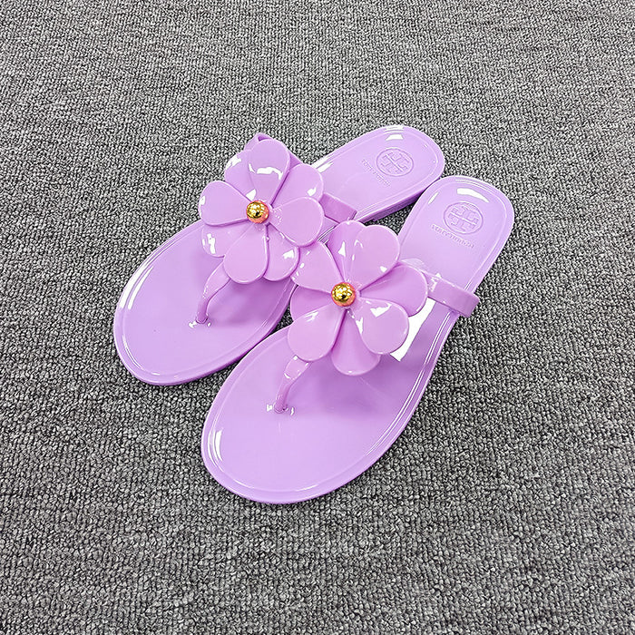 Wholesale Leather Sunflower Flip-flops for Women JDC-SP-BoH006