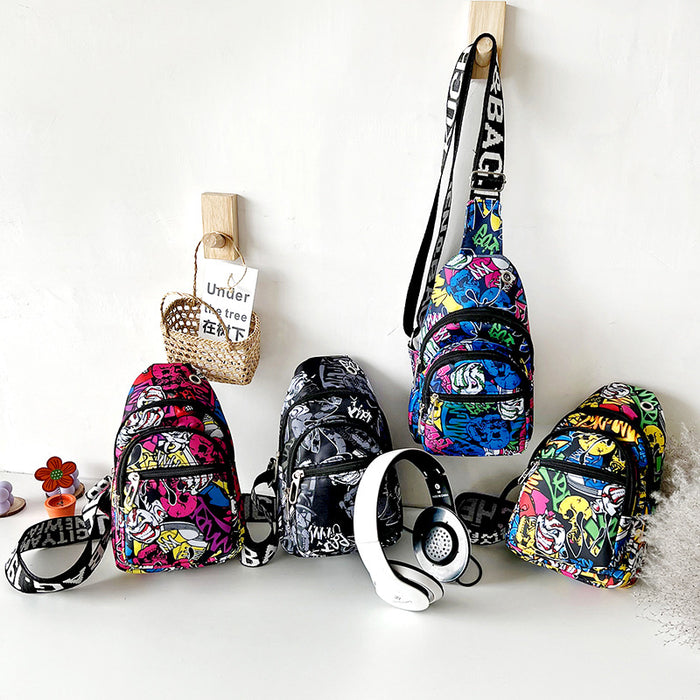 Wholesale New fashionable children's shoulder crossbody bag with casual and personalized printed chest small back bag