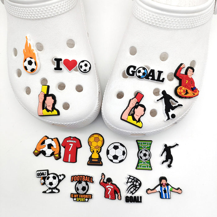 Wholesale 10PCS Cartoon Football Sports Series PVC Hole Shoes Shoe Buckle JDC-SC-WanX008