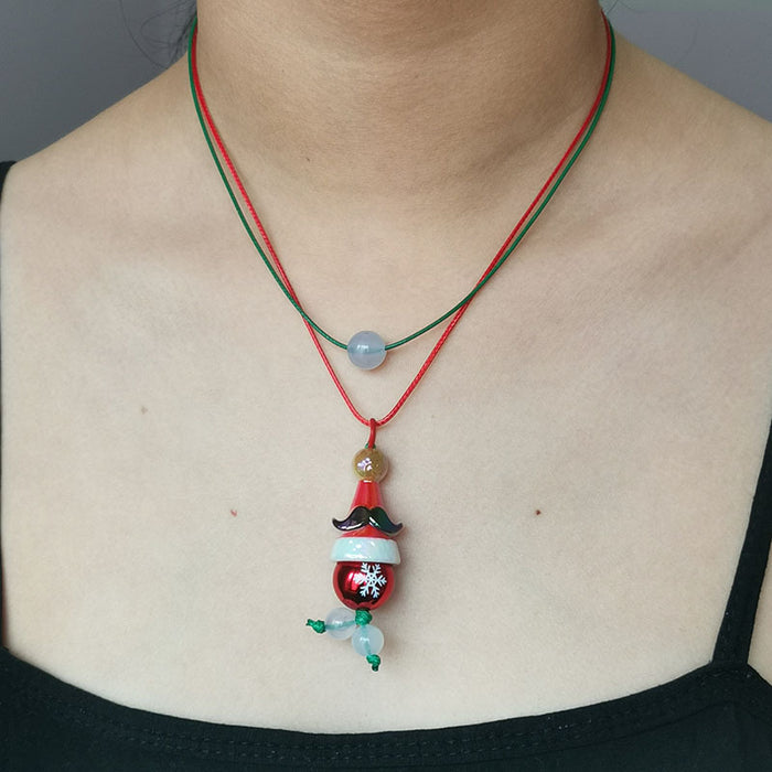 Wholesale Christmas Double Necklace Luminous  Christmas Hat Snowflake Christmas Tree Necklace