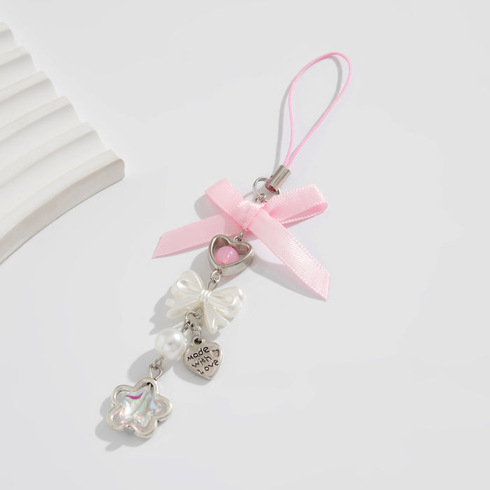 Wholesale Jewelry bow keychain pentagram alloy glass bead pendant