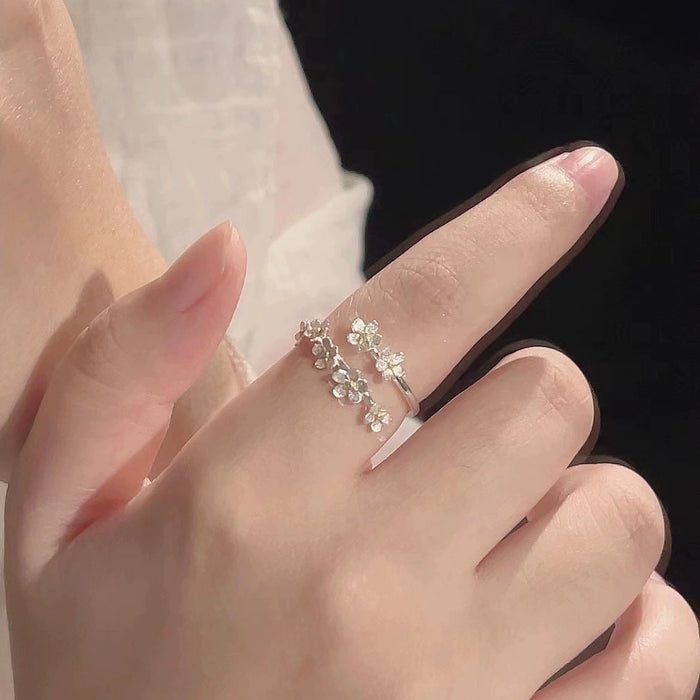 Wholesale Ring niche design, open-ended ring, three-dimensional flower, versatile bracelet