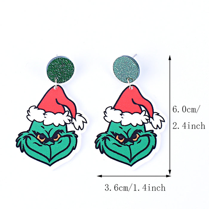 Wholesale New Christmas earrings green fur strange    Christmas tree snowflake elk gingerbread man