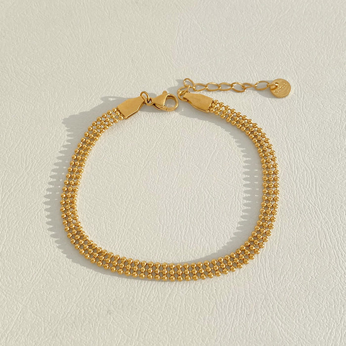 Wholesale Stainless Steel PVD Electroplated Gold Bead Chain Stacking Bracelet Women S Chic Gift