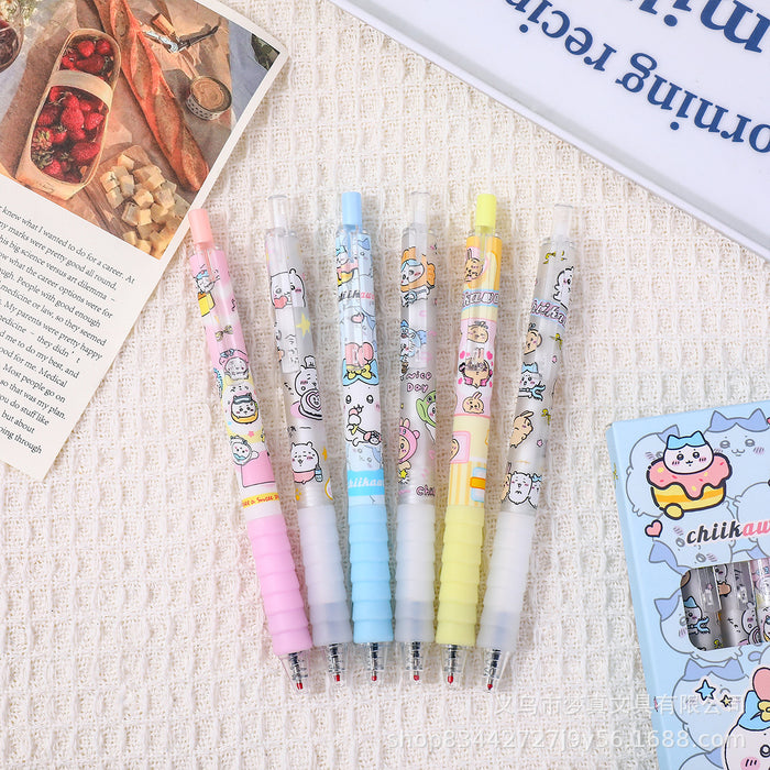 Wholesale 6pcs/ box Cartoon press gel pen quick-drying student cute test pen