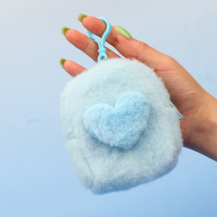 Wholesale Stylish Heart Shaped Plush Pouch For Women Coin Wallet Earphone Case Card Holder Gift Everyday Use