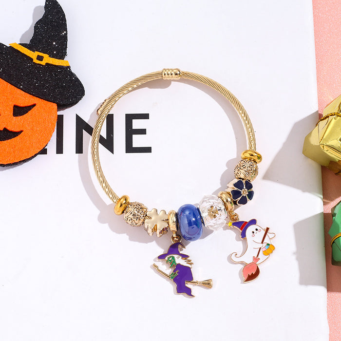 Wholesale Cartoon Stainless Steel Bracelet Magic Hat Witch Design MOQ≥2