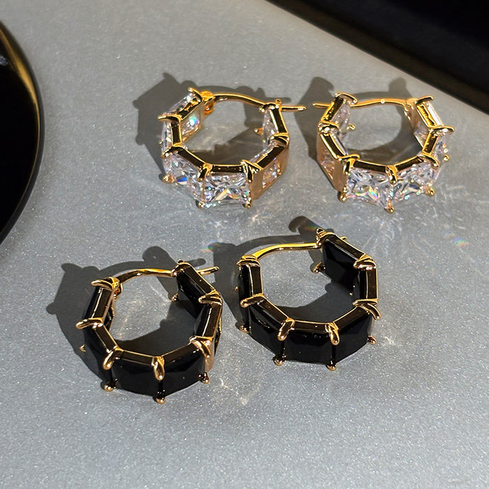 Wholesale Super sparkling exquisite gold diamond inlaid zircon earrings, light luxury, niche high-end feeling, new earrings and earrings