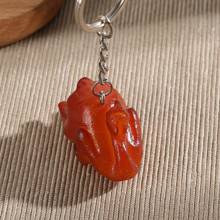 Wholesale PVC Simulated Food Keychain Realistic Chicken Leg Wings Braised Pork Design Chic Bag Charm For Car Keys MOQ≥5