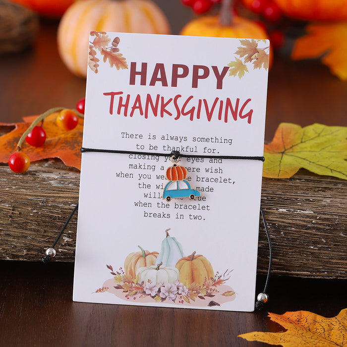 Wholesale Thanksgiving Personalized Creative Maple Leaf Turkey Pine Cone Bracelet Simple Color Card Jewelry