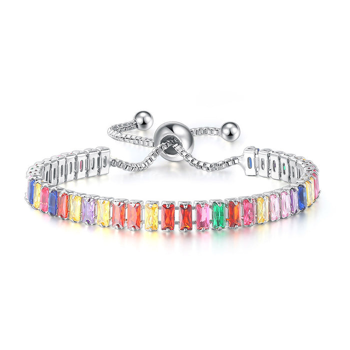 Wholesale Colored zircon bracelet, women's full diamond crystal tennis wholesale accessories