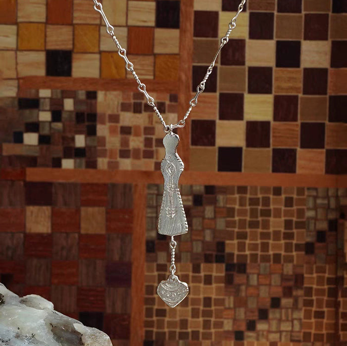 Wholesale Pure silver spliced necklace with personalized temperament, niche design, high-end styling, long sweater chain