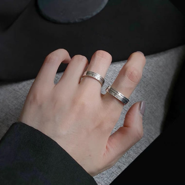 Wholesale Vintage Roman numeral ring, niche design, couple ring, ring, tail ring