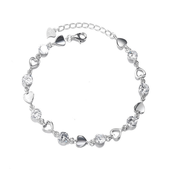 Wholesale Sweet and cool heart-shaped zircon bracelet with niche design, hollowed out heart-shaped bracelet, light luxury and versatile gift