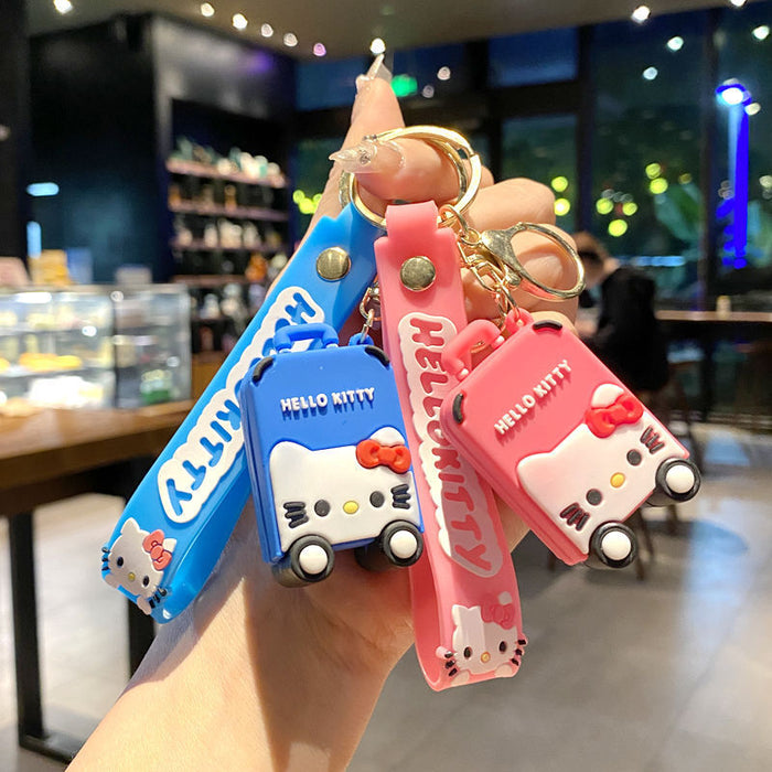 Wholesale Cute Cartoon Cat Luggage Keychain Pendant Soft Rubber Bag Charm Red Travel Accessory Gift