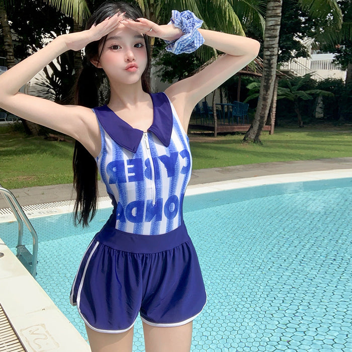 Wholesale New one-piece swimsuit women's sports series swimming pool two-piece set girls' minimalist swimsuit
