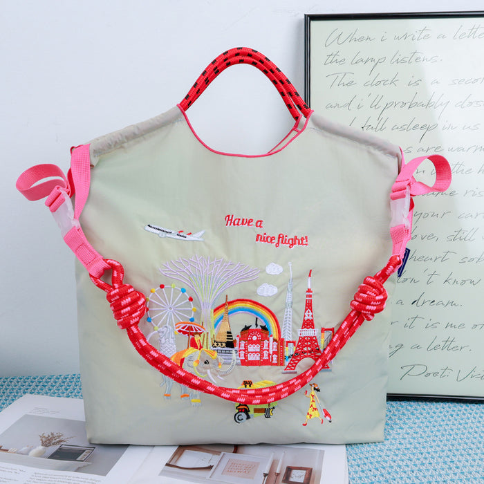 Wholesale Canvas bag embroidery shopping bag tote bag large capacity bag women' s handbag crossbody bag