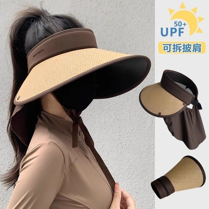 Wholesale Lace lace straw hat with curled edges and hollowed out Lafite sun hat, large brim